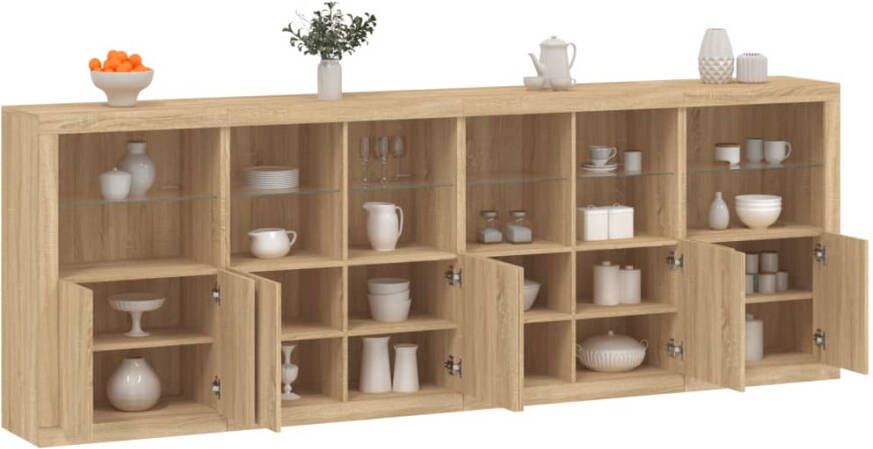 VidaXL -Dressoir-met-LED-verlichting-283x37x100-cm-sonoma-eikenkleurig - Foto 4