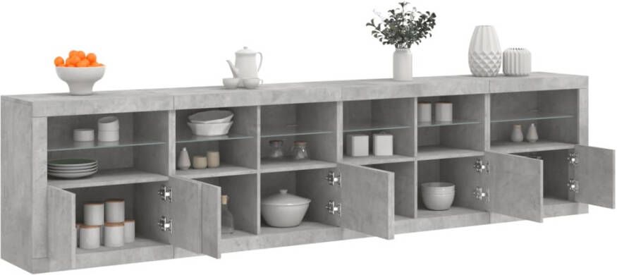 VidaXL -Dressoir-met-LED-verlichting-283x37x67-cm-betongrijs