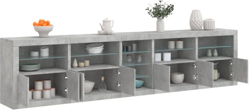 VidaXL -Dressoir-met-LED-verlichting-283x37x67-cm-betongrijs - Foto 3