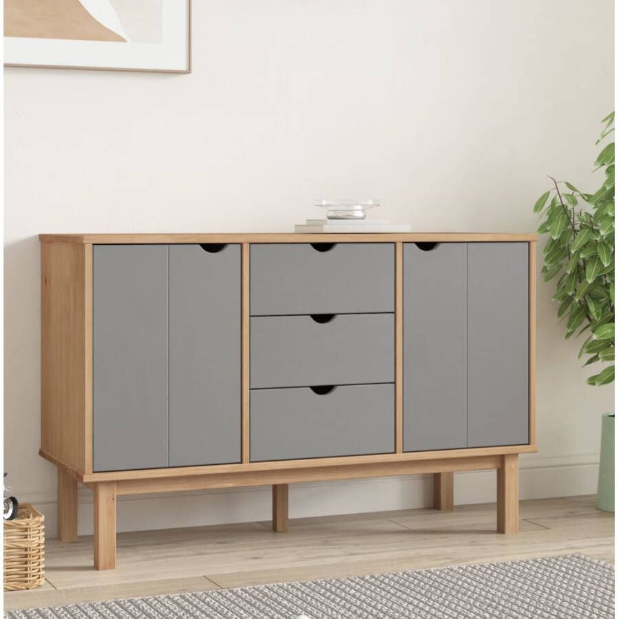 VidaXL -Dressoir-OTTA-113 5x43x73-cm-massief-grenenhout-bruin-en-grijs