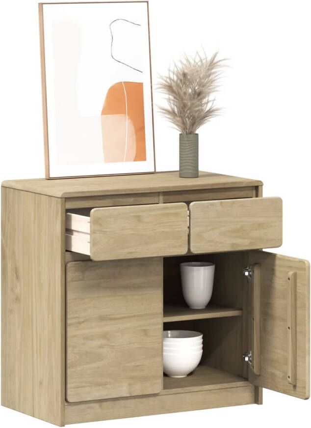 VidaXL -Dressoir-SAUDA-80x43x75 5-cm-massief-grenenhout-eikenkleurig - Foto 4