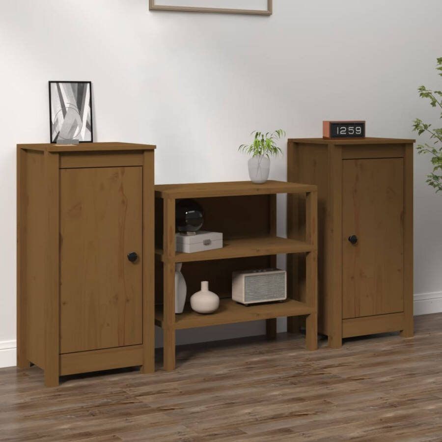 VidaXL -Dressoirs-2-st-40x35x80-cm-massief-grenenhout-honingbruin - Foto 2