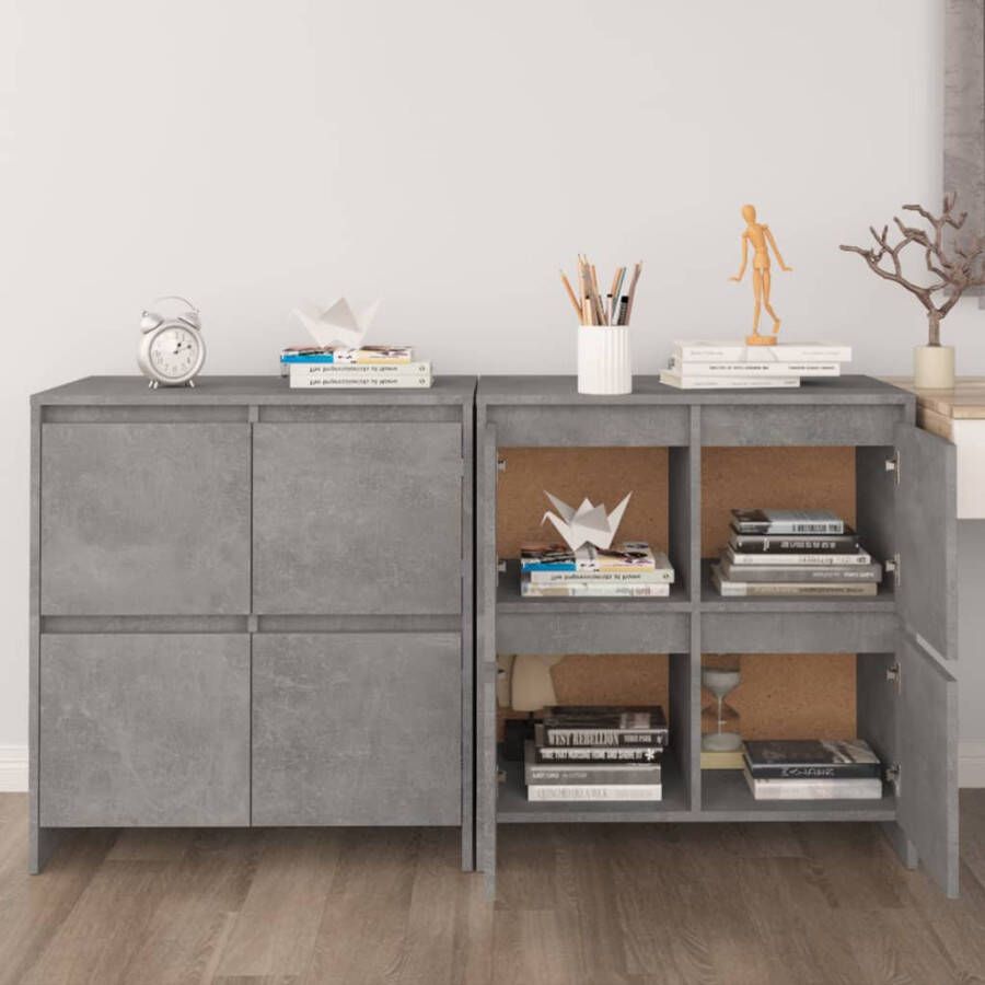VidaXL -Dressoirs-2-st-70x41x75-cm-spaanplaat-betongrijs