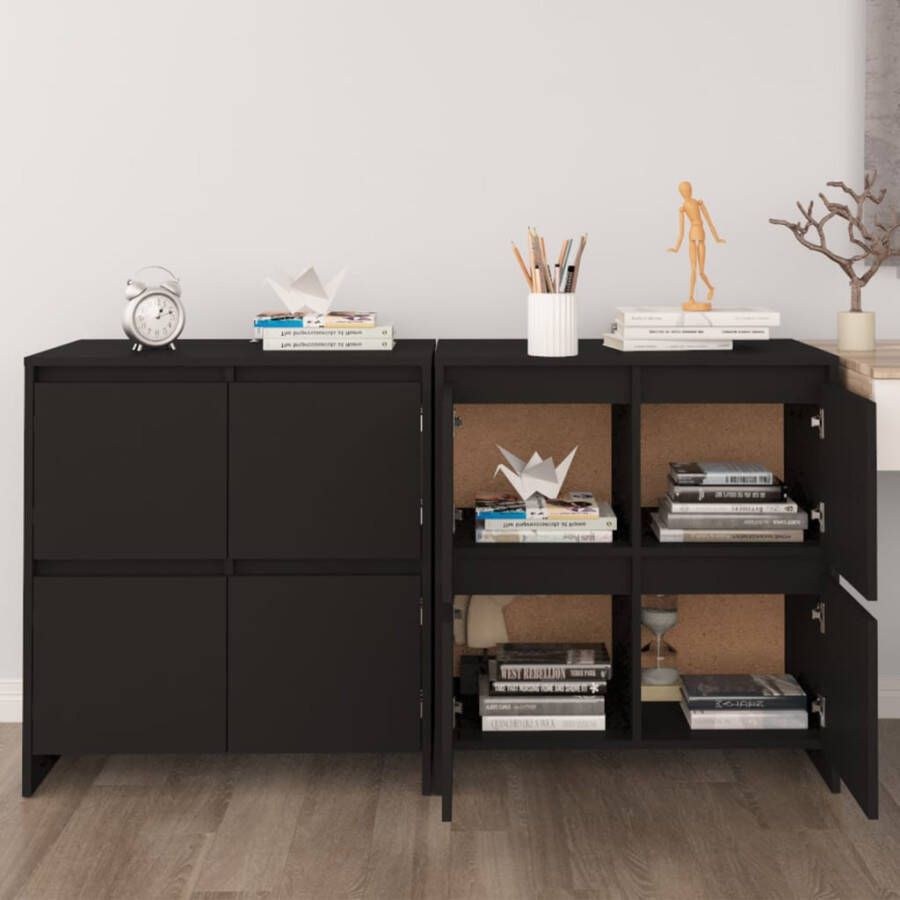 VidaXL Dressoirs 2 st 70x41x75 cm bewerkt hout zwart