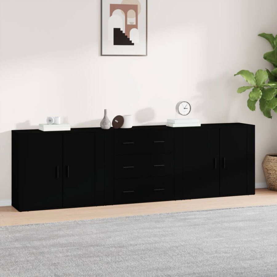 VidaXL -Dressoirs-3-st-bewerkt-hout-zwart - Foto 6