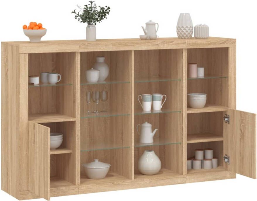 VidaXL -Dressoirs-met-LED-verlichting-3-st-bewerkt-hout-sonoma-eiken - Foto 13