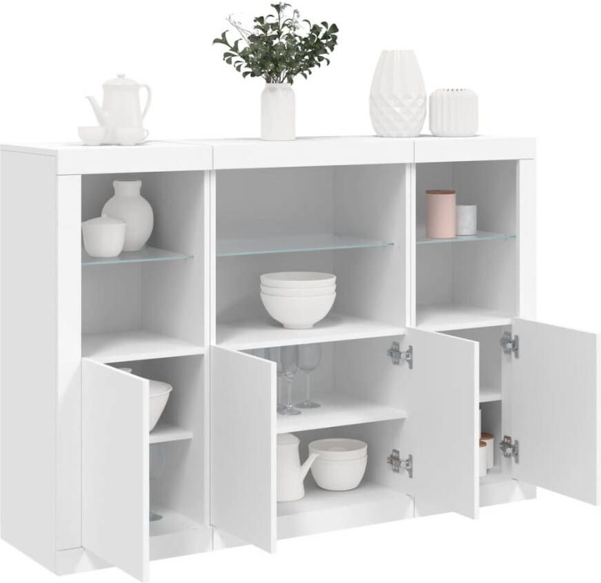 VidaXL -Dressoirs-met-LED-verlichting-3-st-bewerkt-hout-wit - Foto 4