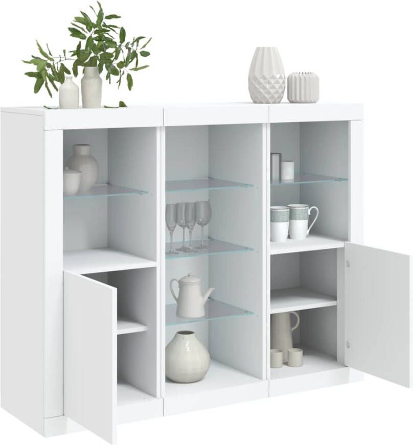 VidaXL -Dressoirs-met-LED-verlichting-3-st-bewerkt-hout-wit - Foto 7