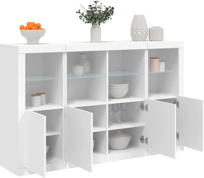 VidaXL -Dressoirs-met-LED-verlichting-3-st-bewerkt-hout-wit - Foto 6