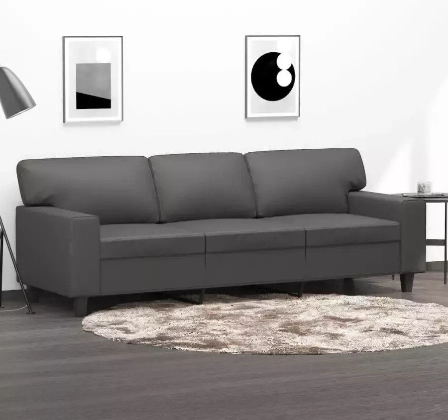 VidaXL Driezitsbank 180 cm kunstleer grijs