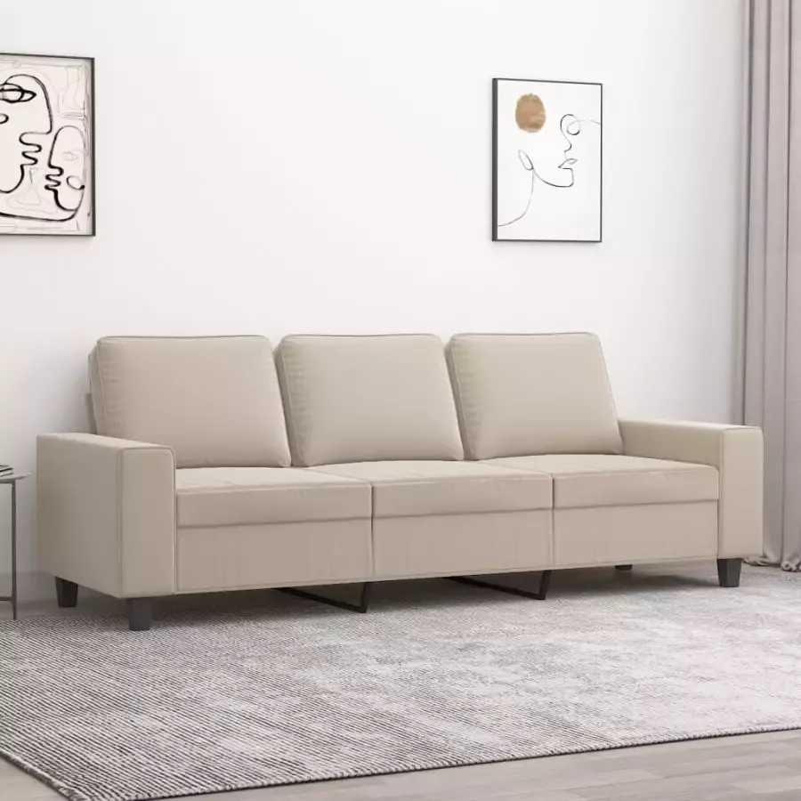 VidaXL Driezitsbank 180 cm microvezelstof crèmekleurig