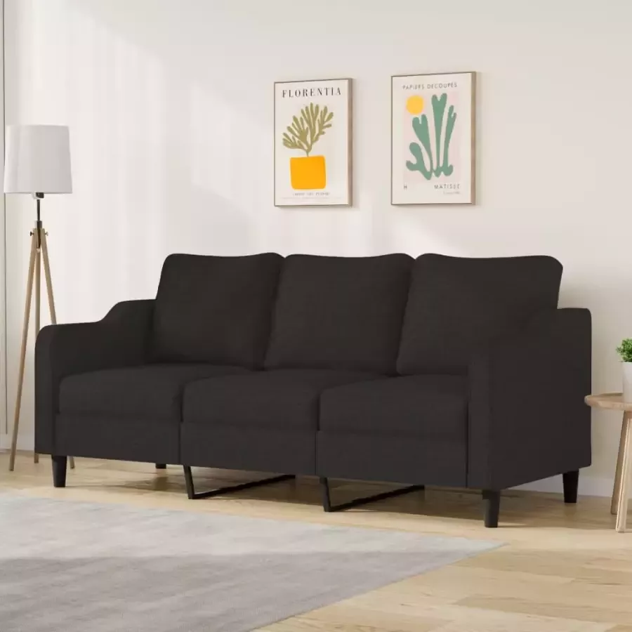 VidaXL Driezitsbank 180 cm stof zwart