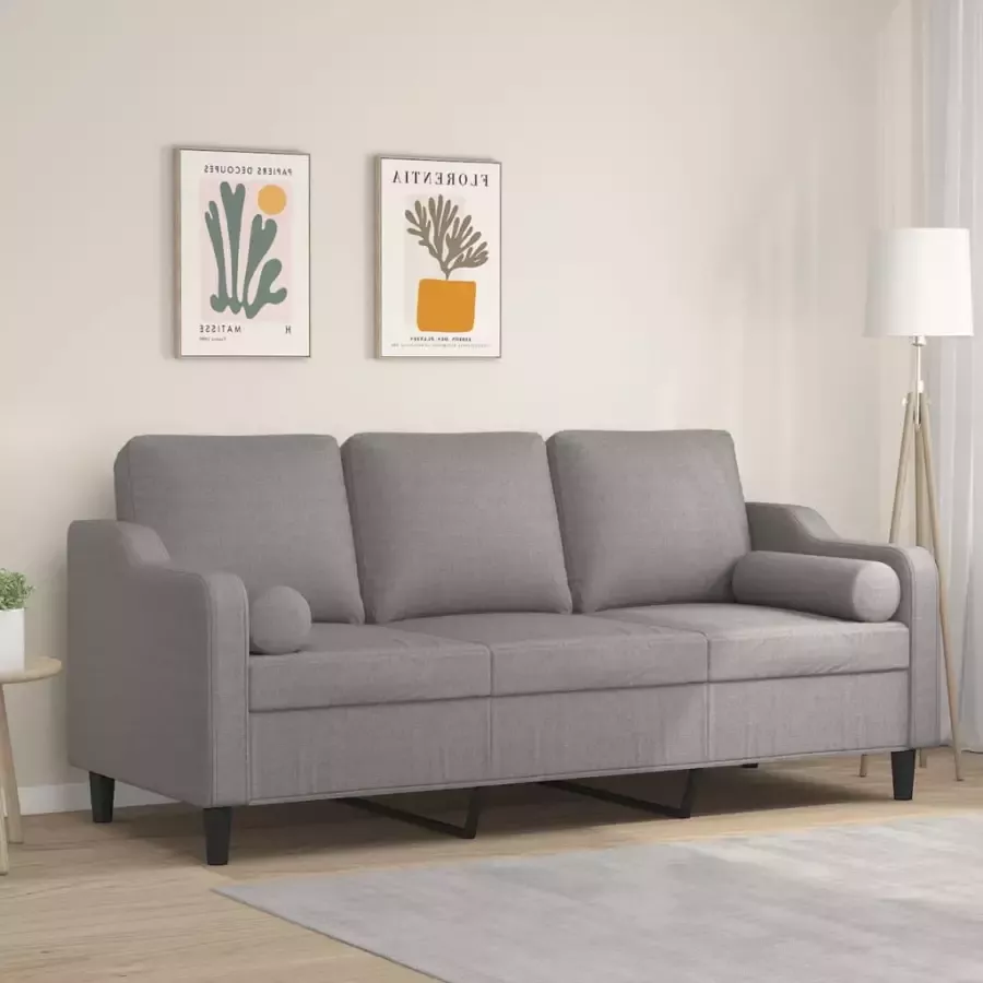 VidaXL Driezitsbank met kussens 180 cm stof lichtgrijs