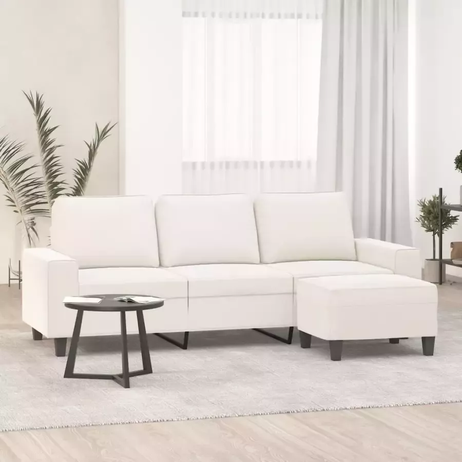 VidaXL Driezitsbank met voetenbank 180 cm microvezelstof beige