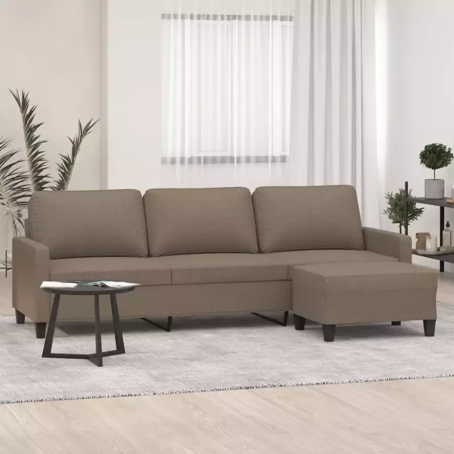 VIDAXL Driezitsbank met voetenbank 210 cm stof taupe