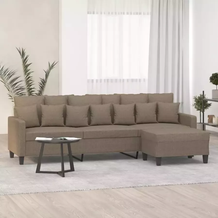 VidaXL Driezitsbank met voetenbank 210 cm stof taupe