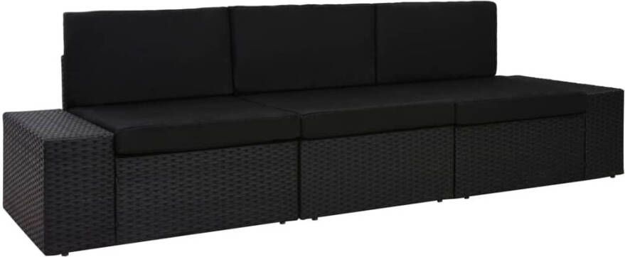 VIDAXL Driezitsbank sectioneel poly rattan zwart - Foto 4