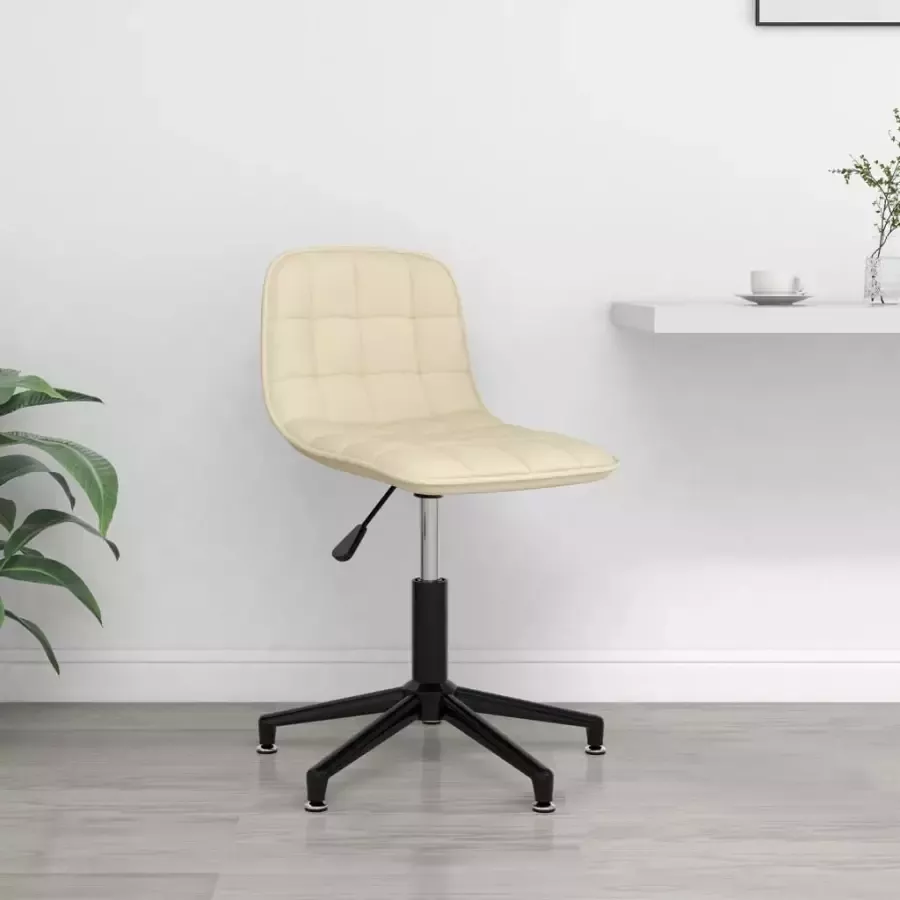 VidaXL Eetkamerstoel draaibaar fluweel crèmekleurig