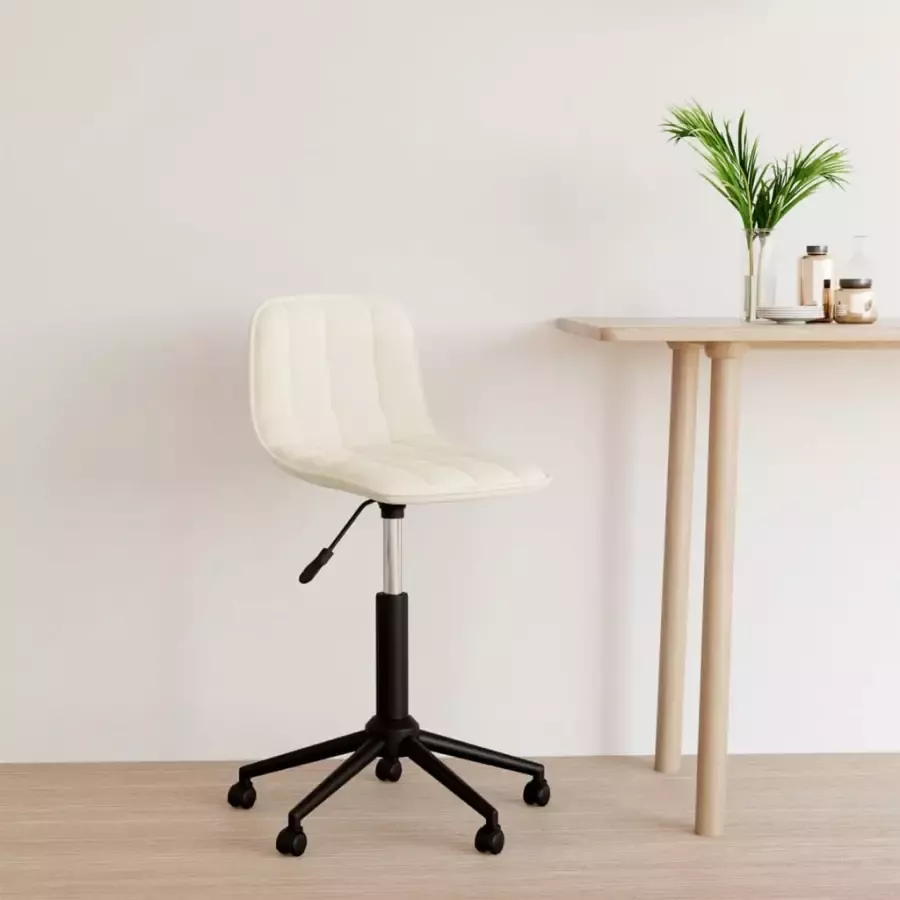 VidaXL Eetkamerstoel draaibaar fluweel crèmekleurig