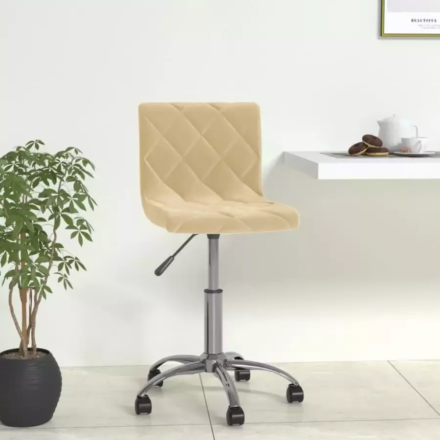 VidaXL Eetkamerstoel draaibaar fluweel crèmekleurig