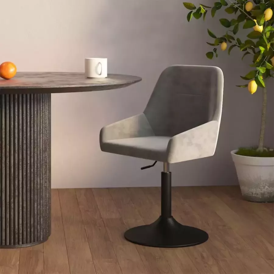 VidaXL Eetkamerstoel draaibaar fluweel lichtgrijs - Foto 1