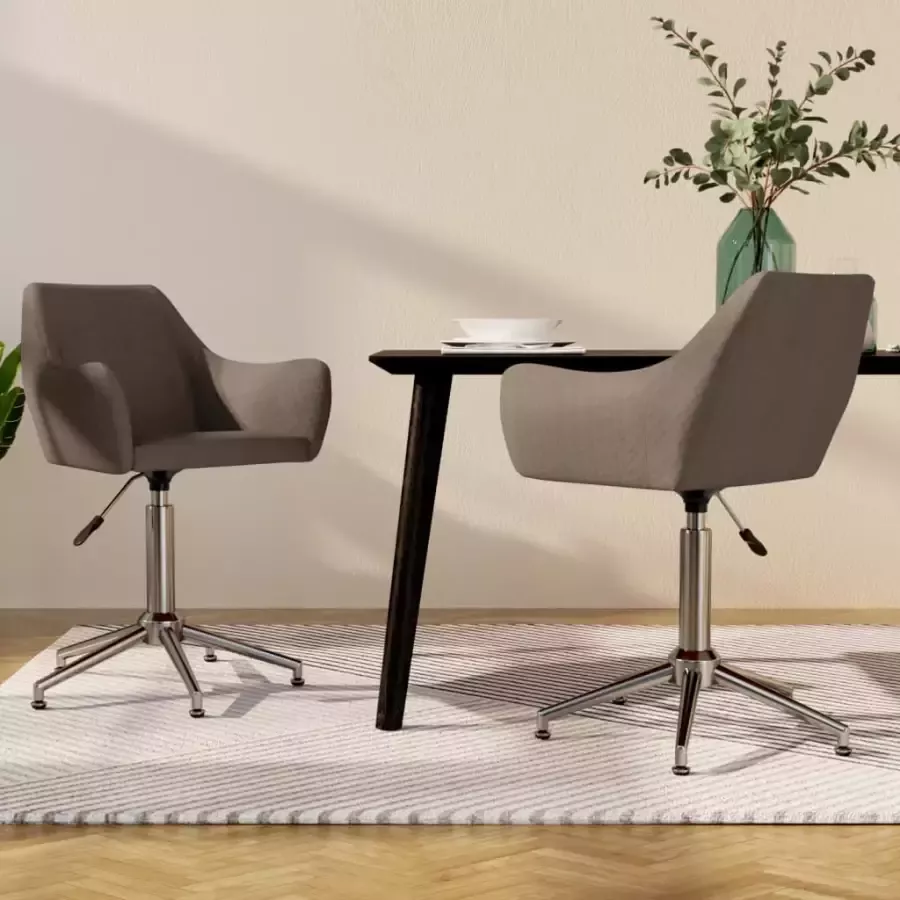 VidaXL Eetkamerstoelen 2 St Draaibaar Stof Taupe