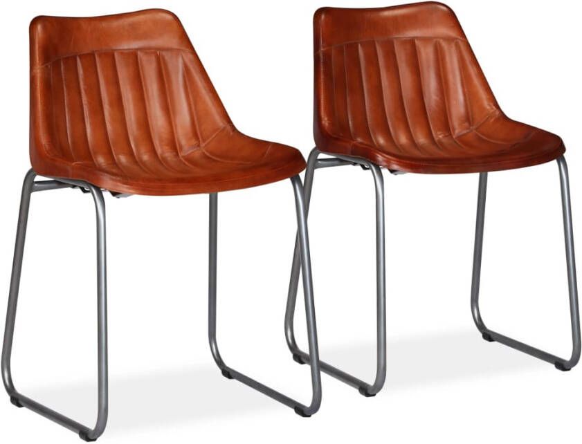 VidaXL Eetkamerstoelen 2 st echt leer bruin