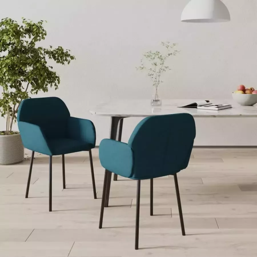 VidaXL -Eetkamerstoelen-2-st-fluweel-blauw