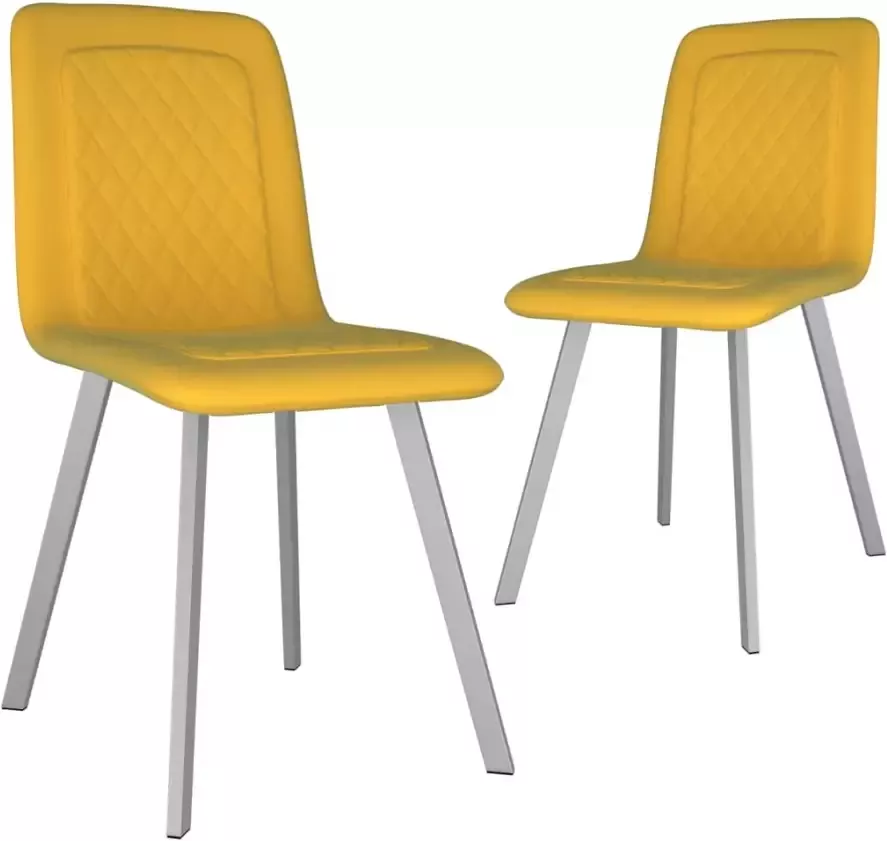 VidaXL Eetkamerstoelen 2 st fluweel geel - Foto 2