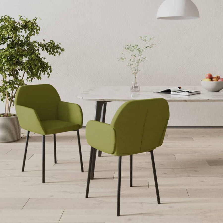 VidaXL -Eetkamerstoelen-2-st-fluweel-lichtgroen - Foto 2