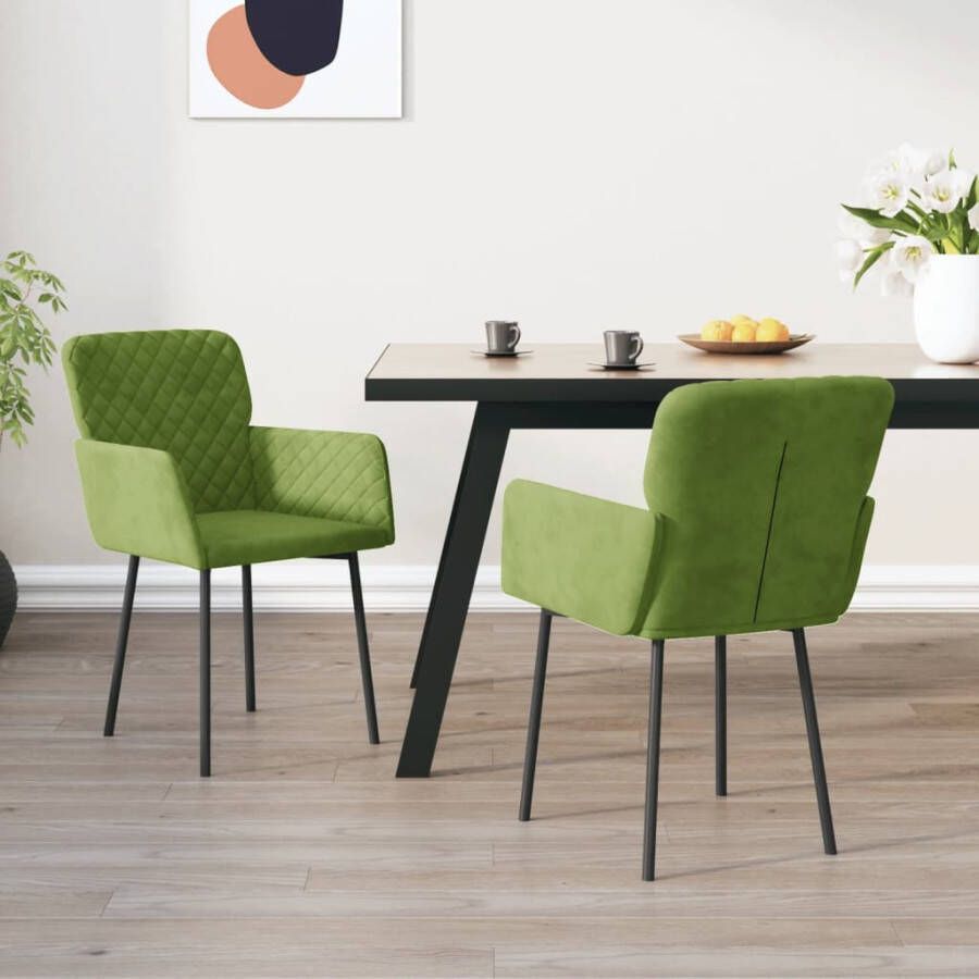 VidaXL -Eetkamerstoelen-2-st-fluweel-lichtgroen - Foto 3