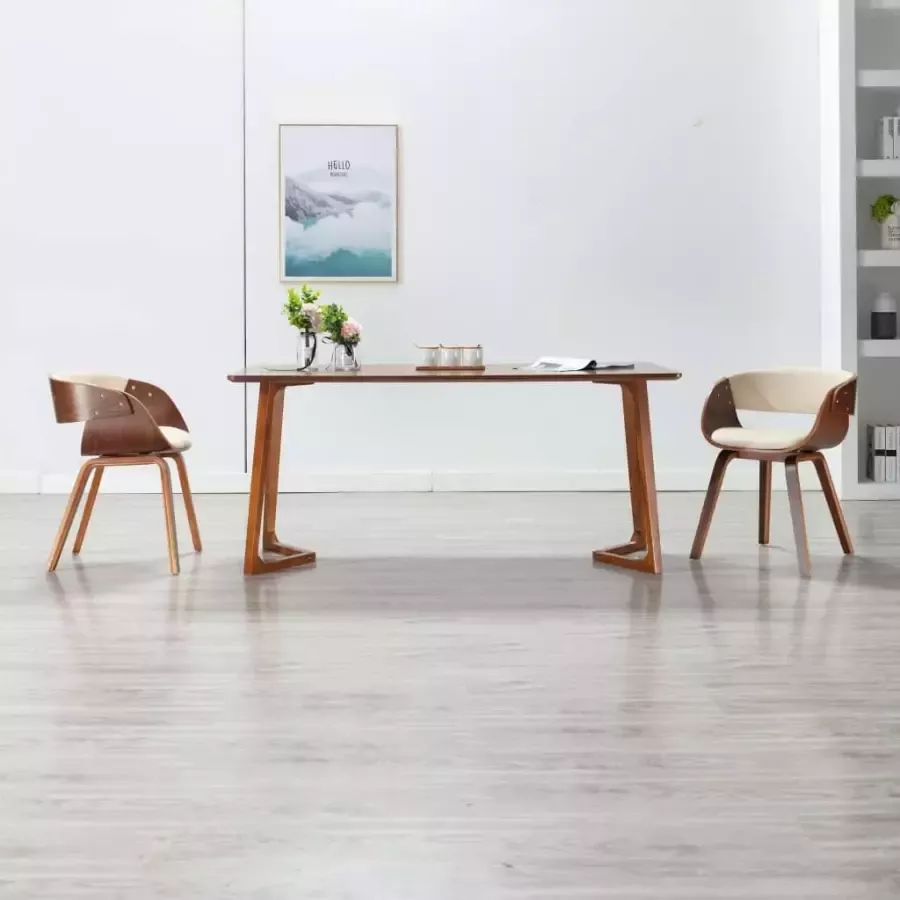 Vida XL vidaXL Eetkamerstoelen 2 st gebogen hout en kunstleer crÃ¨mekleurig-VXL-278724 - Foto 5