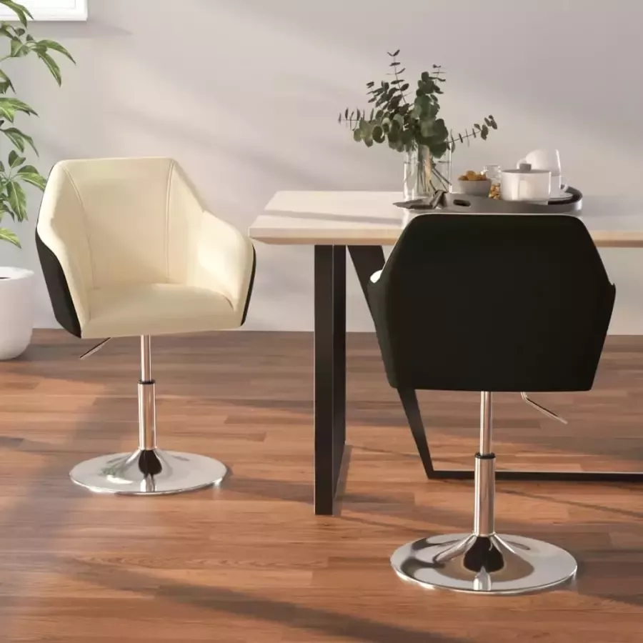 VidaXL Eetkamerstoelen 2 st kunstleer crèmekleurig en zwart