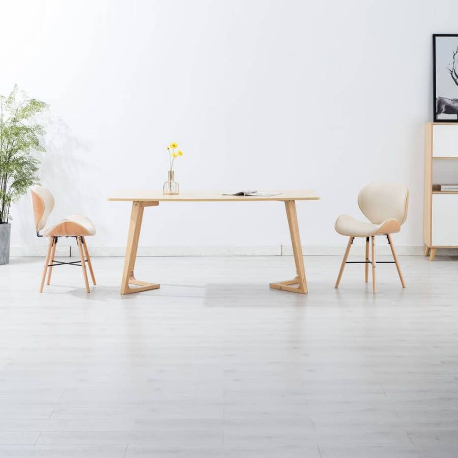 VidaXL Eetkamerstoelen 2 st kunstleer en gebogen hout crÃ¨me - Foto 2