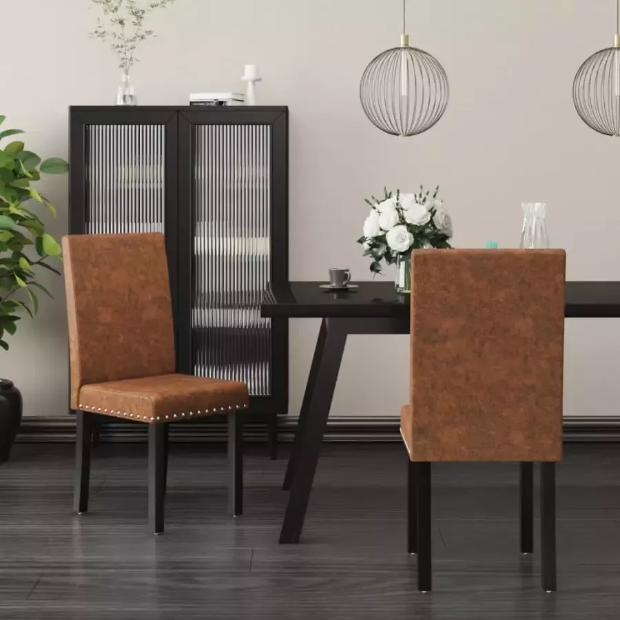 VidaXL Eetkamerstoelen 2 st stof bruin - Foto 1