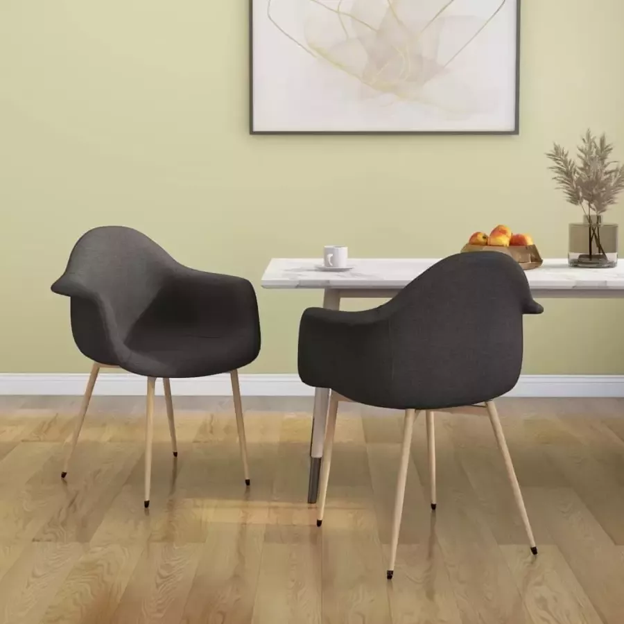 VidaXL Eetkamerstoelen 2 st stof donkergrijs