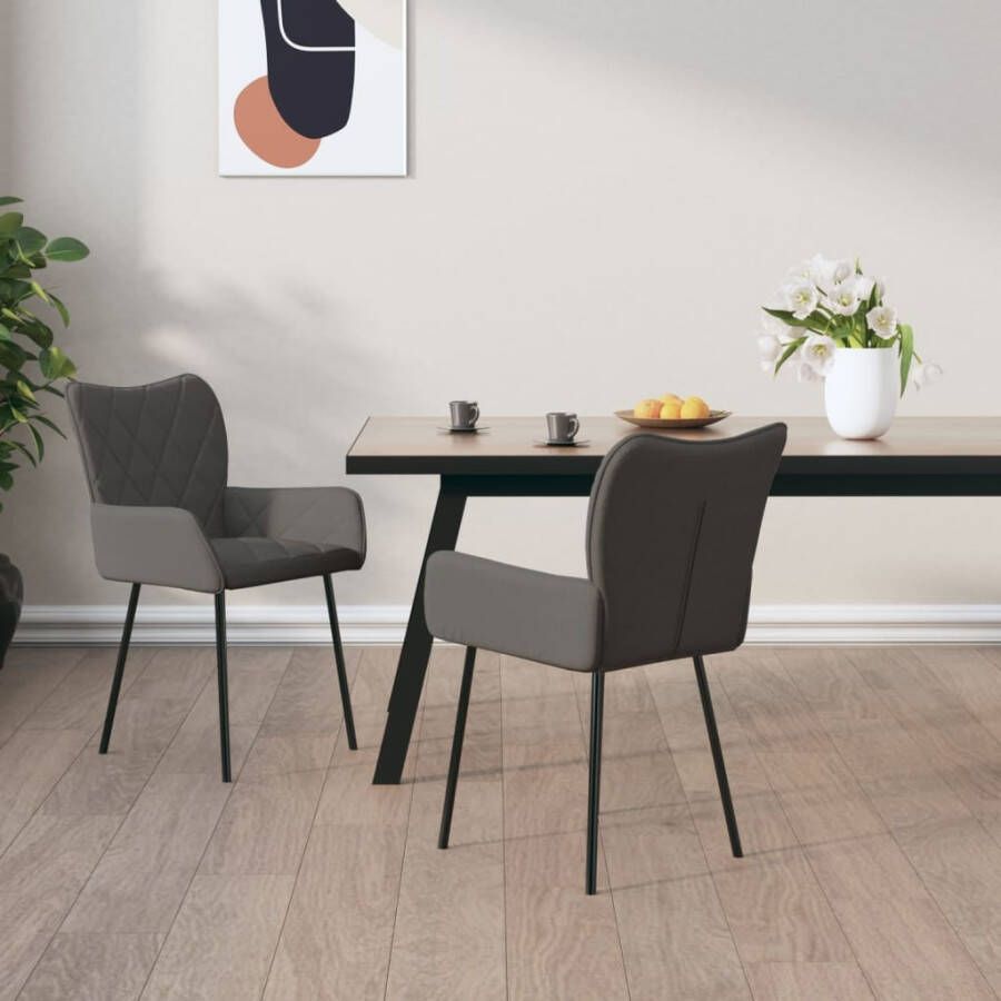 Vida XL vidaXL Eetkamerstoelen 2 st stof donkergrijs-VXL-243636