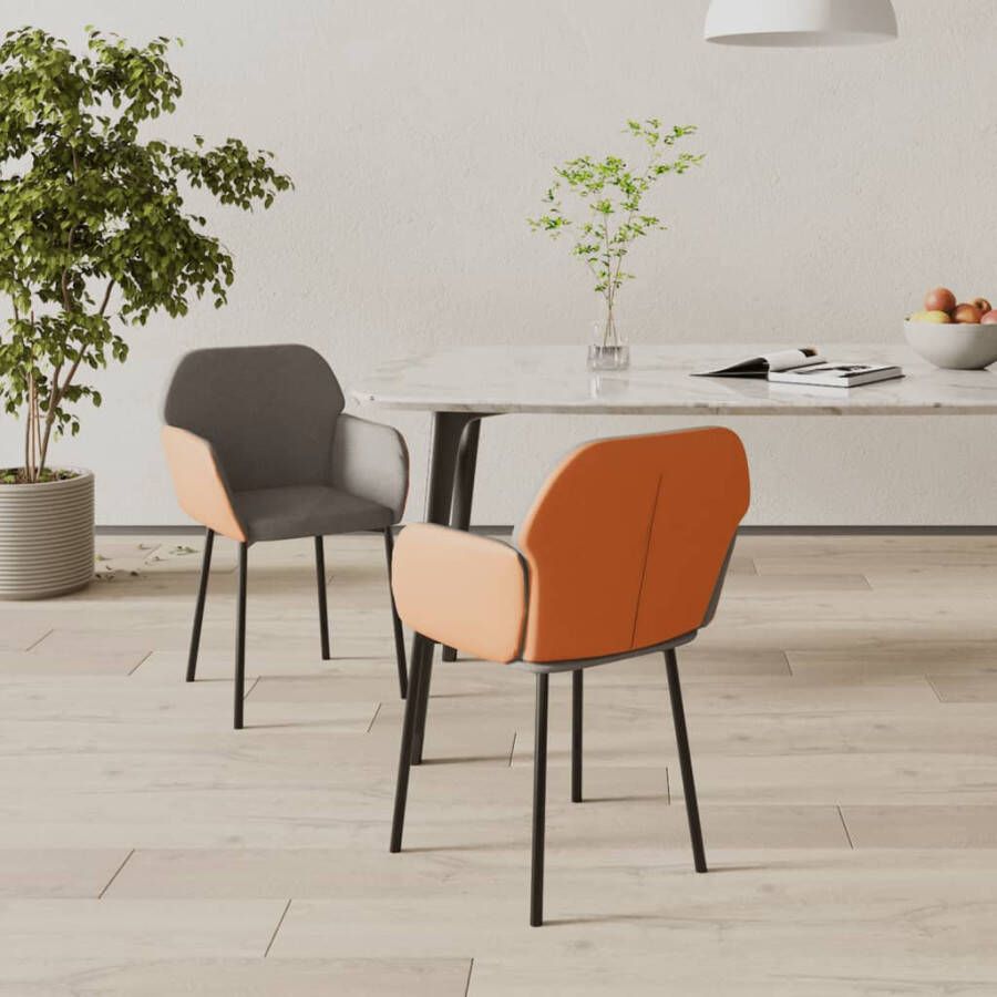 VidaXL -Eetkamerstoelen-2-st-stof-en-kunstleer-donkergrijs - Foto 1