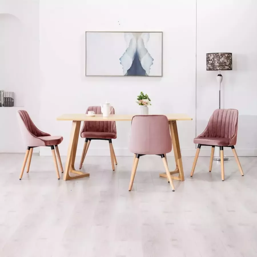 VIDAXL Eetkamerstoelen 4 st fluweel roze - Foto 1