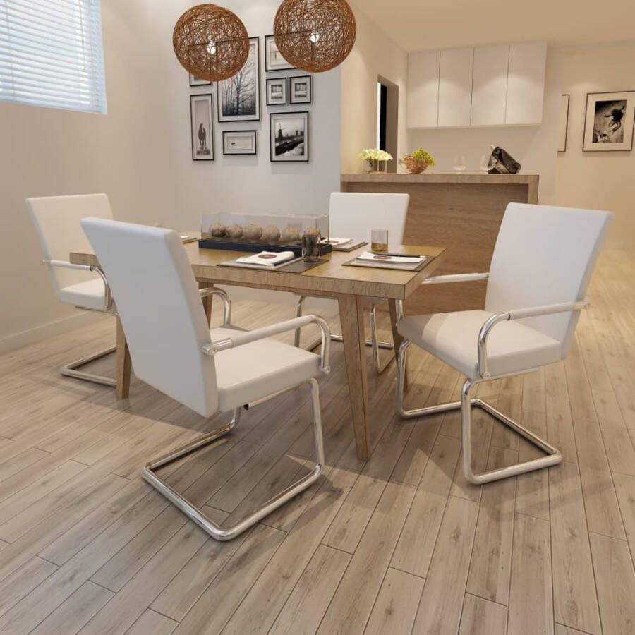 Vida XL vidaXL Eetkamerstoelen 4 st kunstleer wit-VXL-270163 - Foto 3