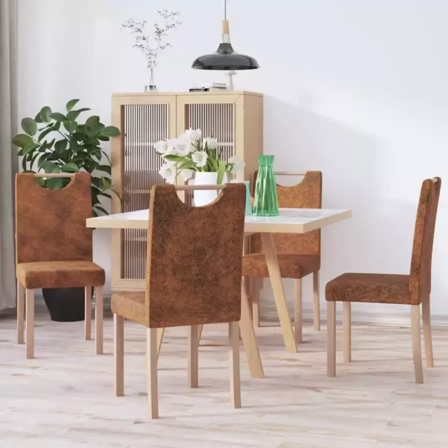 VidaXL Eetkamerstoelen 4 St Kunstsuède Bruin