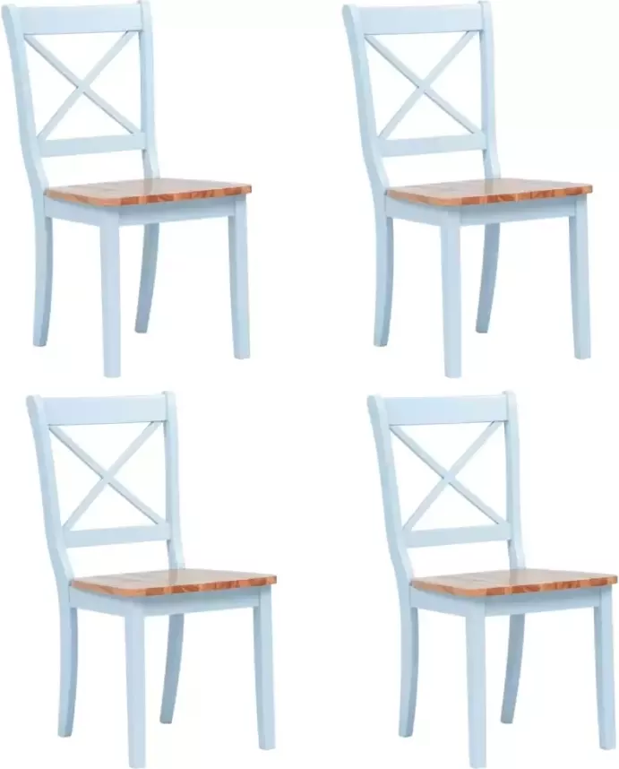 VidaXL Eetkamerstoelen 4 st massief rubberwood grijs lichthoutkleurig - Foto 2
