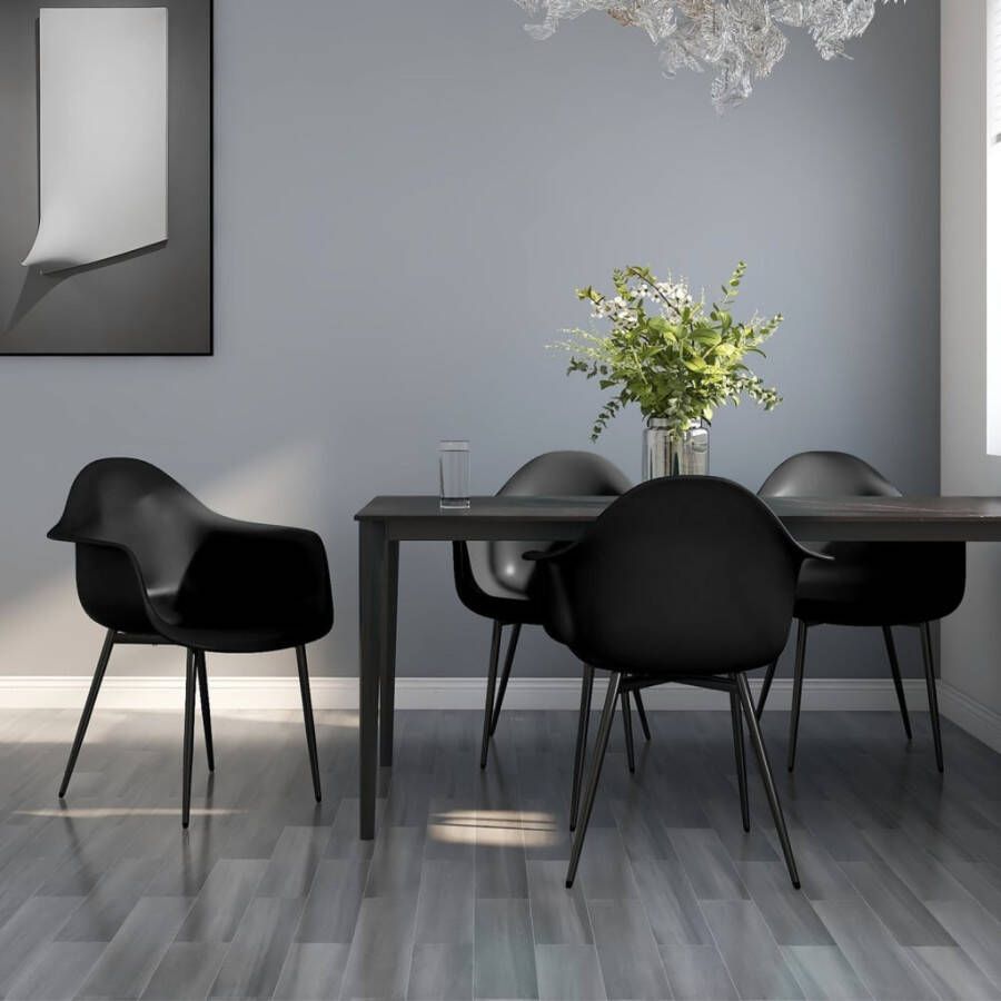 VidaXL -Eetkamerstoelen-4-st-PP-zwart