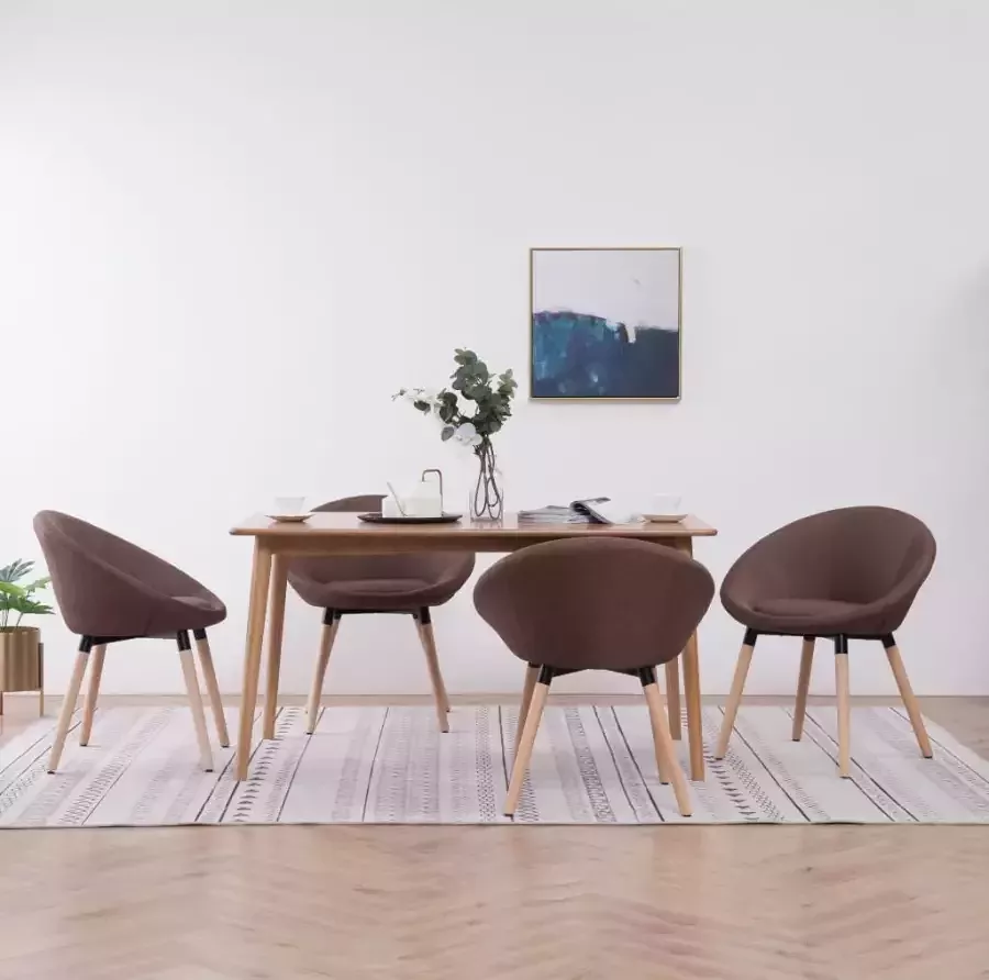 VidaXL Eetkamerstoelen 4 st stof bruin - Foto 1