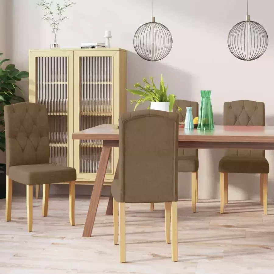 VidaXL Eetkamerstoelen 4 st stof bruin - Foto 1
