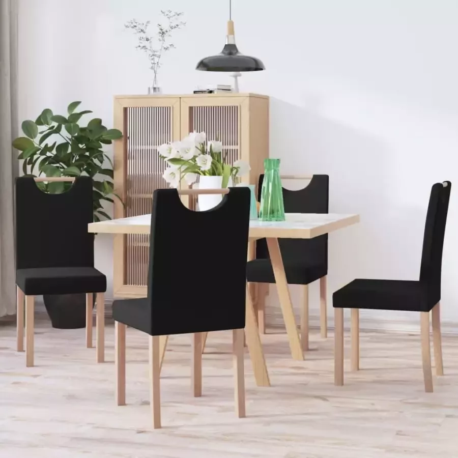 VIDAXL Eetkamerstoelen 4 st stof zwart - Foto 1