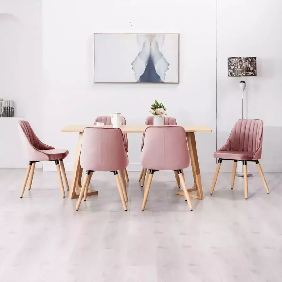 VIDAXL Eetkamerstoelen 6 st fluweel roze - Foto 1