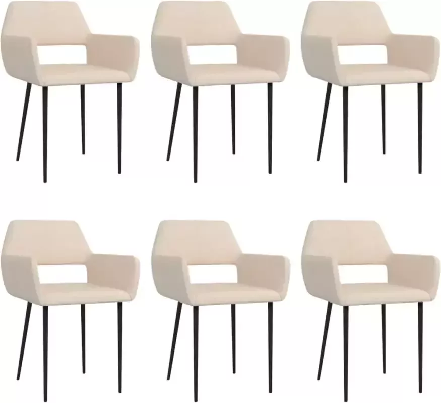 VidaXL Eetkamerstoelen 6 st stof crème - Foto 1