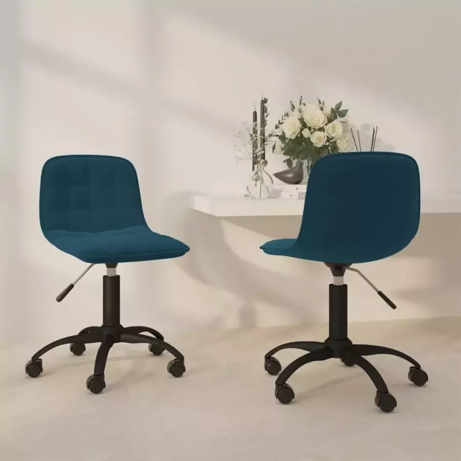 VidaXL Eetkamerstoelen draaibaar 2 st fluweel blauw - Foto 1