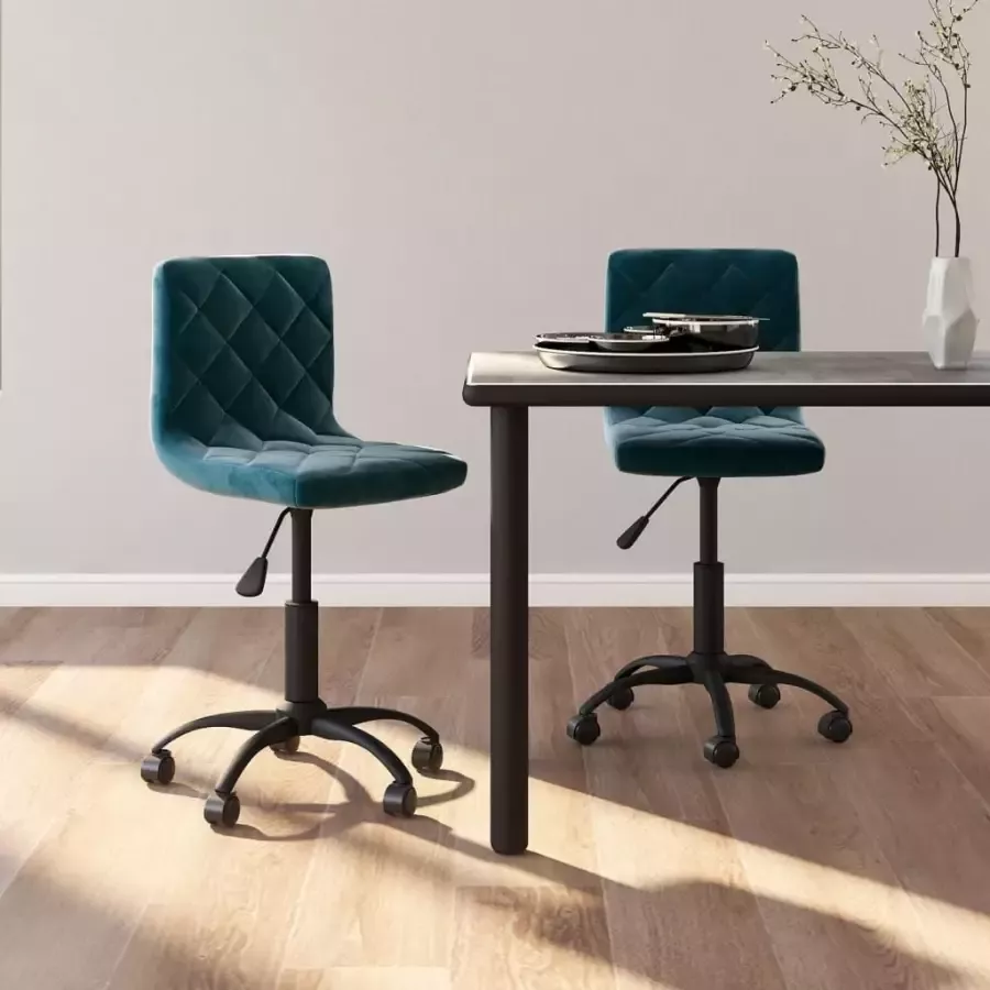 VIDAXL Eetkamerstoelen draaibaar 2 st fluweel blauw - Foto 1